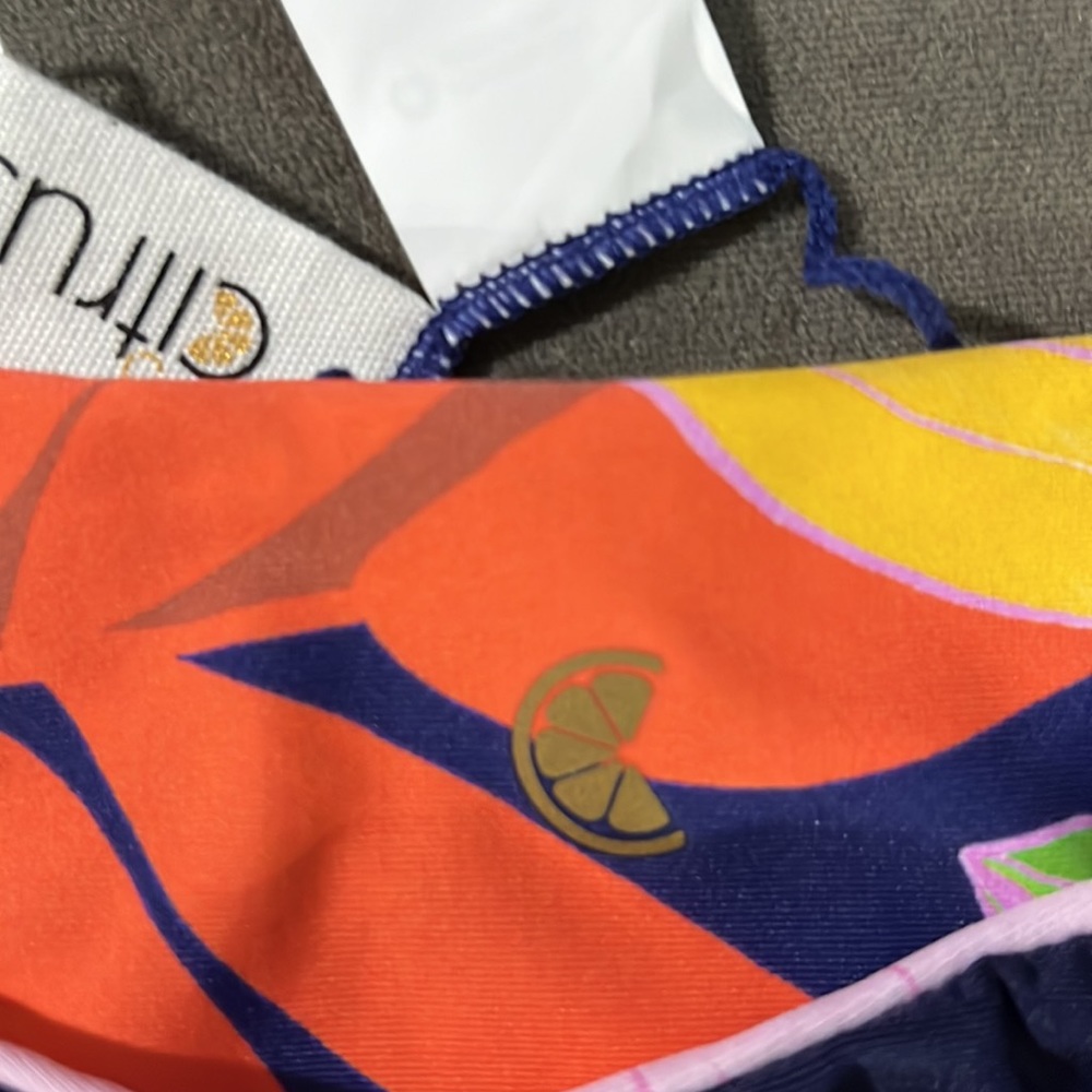 Citrus NWT bikini reversible navy/floral small orange purple white brown - Picture 5 of 7